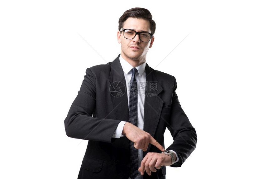 穿职业装戴着手表的男士图片