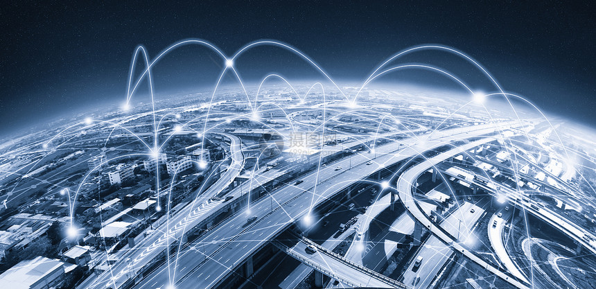 现代创造电信和互联网络连接在智能城市5g无线数字连接的概念和事物未来的互联网图片