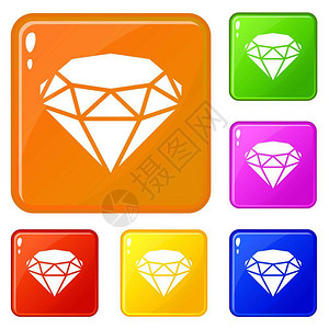 钻石图标组收集矢量6色白背景上孤立的颜色钻石图标组矢量颜色图片