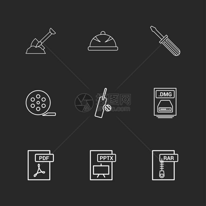 spadehlmt螺旋驱动器电影滚板球蝙蝠dmg苹果文件ra压缩文件pdfhotsptxer图标矢量设计平板收藏风格创意图片