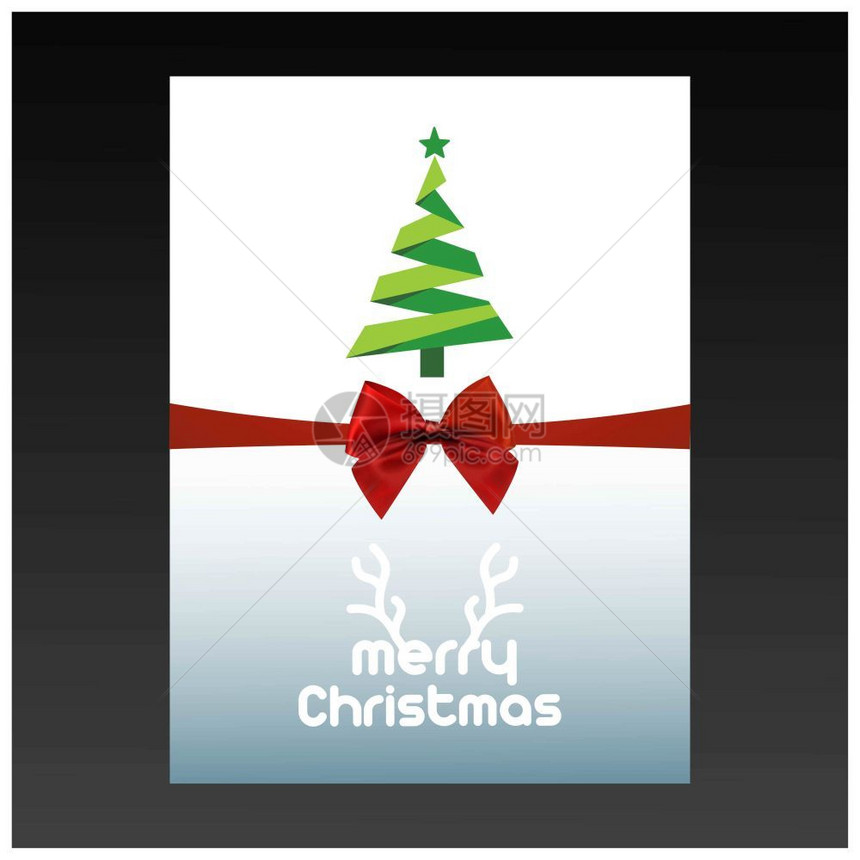 圣诞树和红色丝带圣诞节矢量插画图片