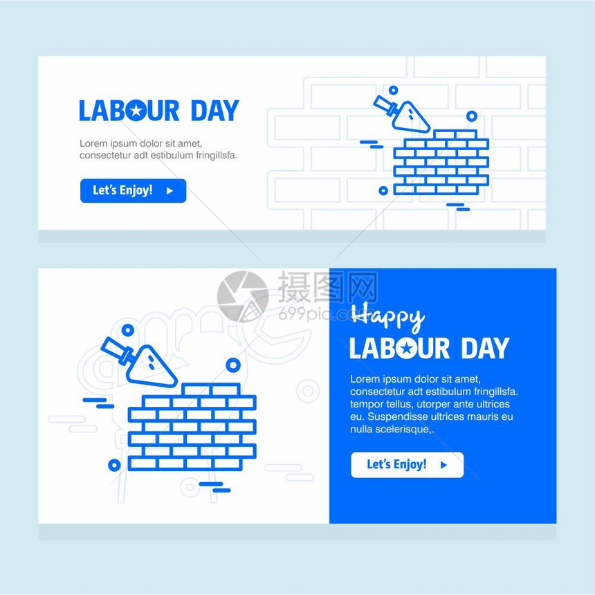 以蓝色主题矢量设计快乐劳动日用于网络设计和应用程序界面也可用于信息图矢量示图片