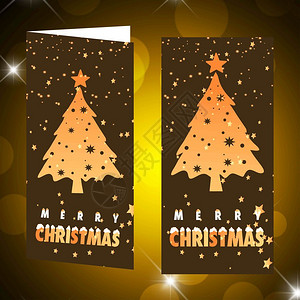 圣诞特惠条带有光条的圣诞节卡和带有树的印刷卡用于网络设计和应用程序界面也可用于信息图矢量插画