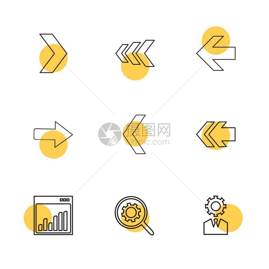 图形设置装备箭头方向左右指针下载上播放暂停字倒带图标矢量设计平面收藏风格创意图片