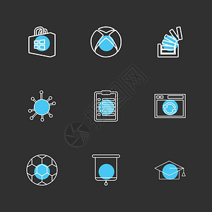 窗口存储xbo堆叠流召集足球剪贴板图标矢量设计平板收藏风格创意背景图片