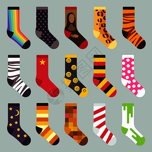 彩色袜子带有彩色模式的袜子羊绒插图具有彩色儿童温暖袜子矢量的纺织品彩色儿童温暖袜子矢量插画