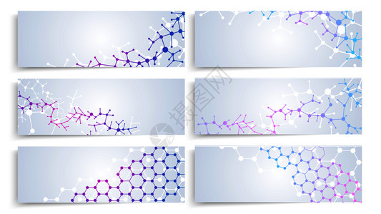 脑结构dna分子结构脑细胞连接矢量化学医标语一套卡片和海报附有分子结构图示插画