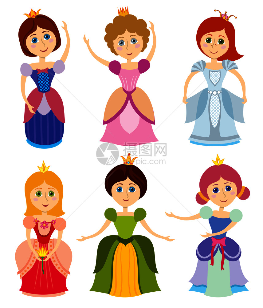 可爱的小公主展示了孩子们的新娘时装矢量年轻的穿着装公主优雅插图可爱的小公主展示了孩子们的新娘时装矢量图图片