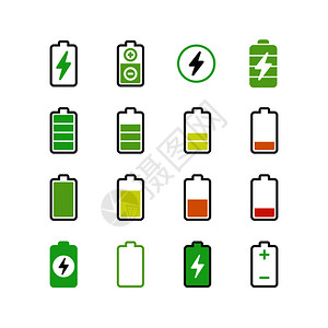 瓦特拉手机智能电费池能量矢图标电话指蓄积器池话插图的压手机池能量矢图标插画
