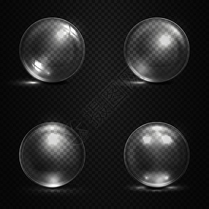 弹玻璃球3光亮的玻璃球魔术晶体或矢量一组玻璃透明球光亮的晶体光亮的3玻璃球晶体或矢量组插画