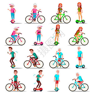 骑自行的女孩驾驶机自行车城市户外运动健身车活两轮电自行平衡摩托车生态友好型图示运动两轮电自行平衡型孤立汽车生态友好型插画