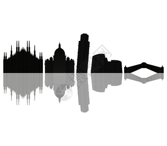 黑色城市建筑剪影黑色剪影建筑物设计图片