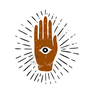 普罗维登斯用手画出日和所有眼睛符号的图例圣洁眼睛肌肉符号矢量图像插画