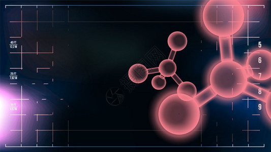 纳米分子核生物技术说明分子背景矢量化学现代技术细胞或原子结构插画