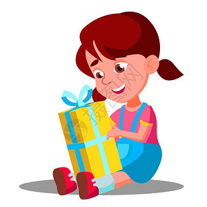 甜美清纯圣诞装扮美女拆开礼物盒女孩打开礼物设计图片