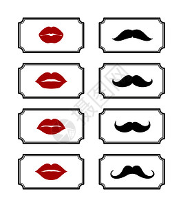 女士们先生卫间符号矢量嘴唇和胡子男女元素说明矢量嘴唇胡子图片