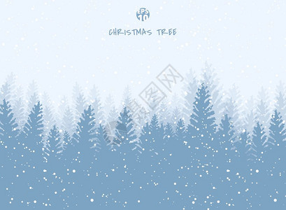 冬季圣诞节蓝色的树与白色雪花图片