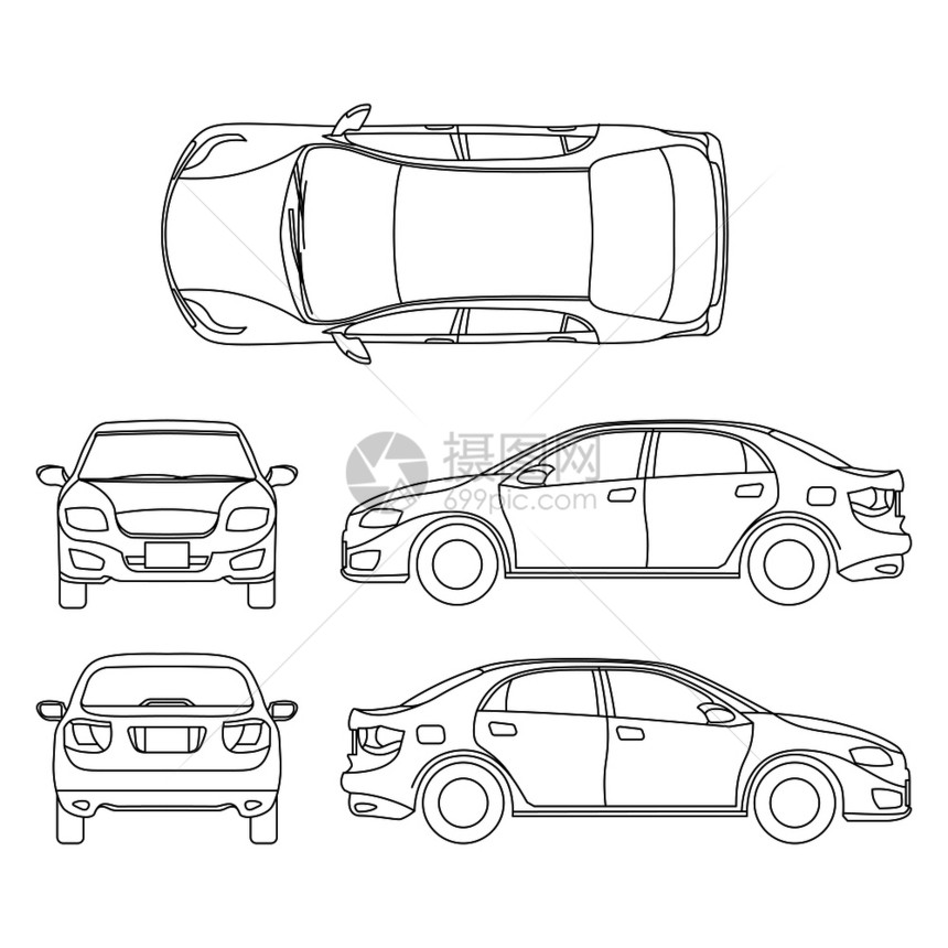 设计轿车自动说明文件项目绘制矢量图图片