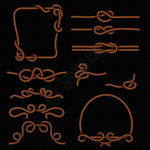 绳索和强度说明老式装饰海洋绳索边和带结的框海洋设计要素图片