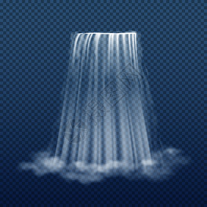 矢量瀑布3d写实瀑布插画