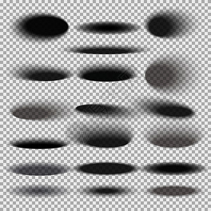 半导体晶圆表面用于任何圆形对象矢量模板的透明底部下降阴影收集圆形状显示黑色阴影表面透明圆形对象矢量模板的底部下降阴影插画