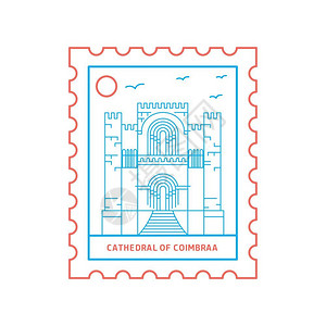 教堂建筑邮票背景图片