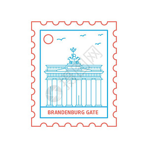 柏林市政厅柏林建筑邮票插画
