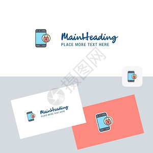 具有商业卡模板的受保护智能手机矢量标识类型优雅的公司身份图片