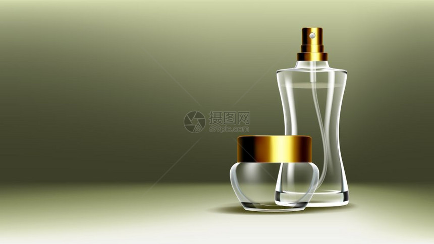 香水精华油透明写实矢量模板图片