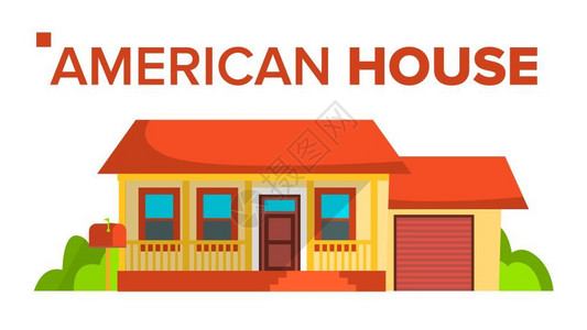 美国住宅建筑矢量插图图片