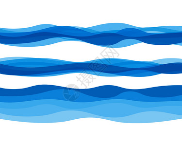 蓝色波浪抽象水波矢量插图设计背景插画