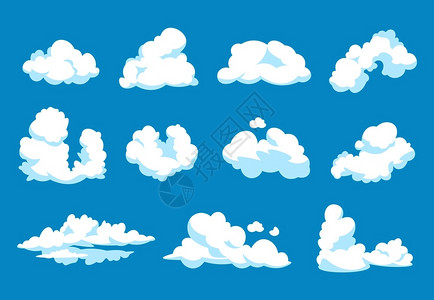 提比矢量卡通天空云朵插画