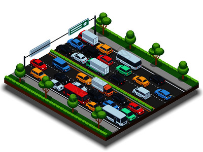 汽车和卡车3d运输矢量概念图图片