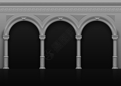 罗马石拱门柱插画