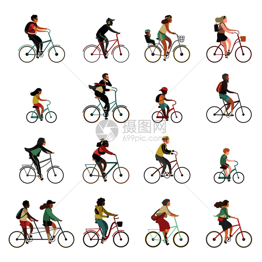 骑自行车的人矢量元素图片