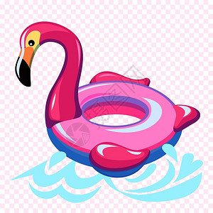 火烈鸟救生圈夏季水池可充气玩具游泳圈插画