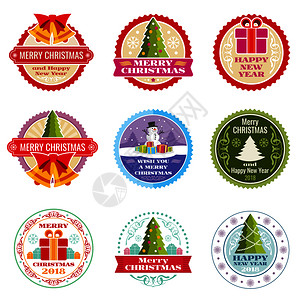 具有印刷成分的陈年圣诞礼品矢量标签横幅和xma标签和新年节日贴纸插图图片