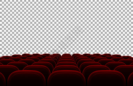 红色方格红色座位的空电影剧院礼堂室内隔离矢量图红座位的室内礼堂剧院和电影室内隔离矢量图插画