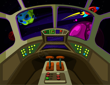 空间飞船或火箭的室内空间船舱背景图片