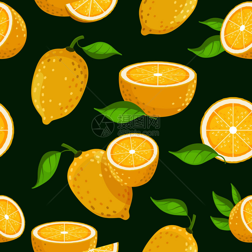 矢量柠檬带有绿叶插图图片