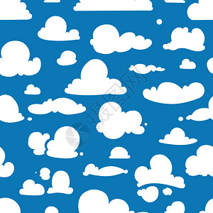 卡通风格蓝色天空中不同的矢量云背景图片