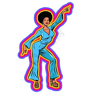 性感女星舞蹈迪斯科女舞蹈80年代的风格流行艺术回放矢量说明古老的陈年风衣迪斯科女舞蹈80年代的风格插画