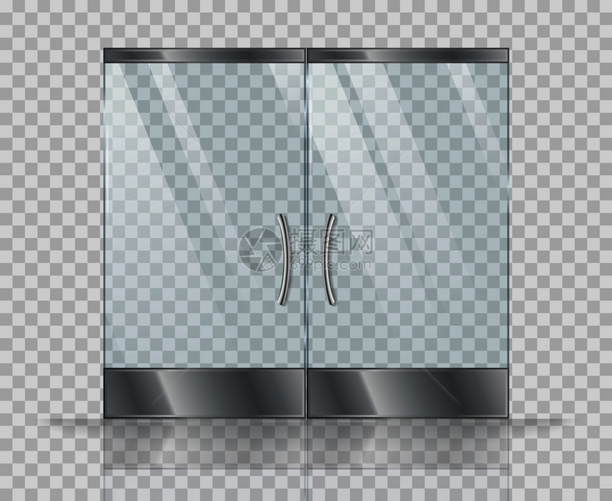 双门清除玻璃矢量现实图片在透明背景上分离出来显示有把手的门玻璃矢量现实图片在透明背景上分离出来图片