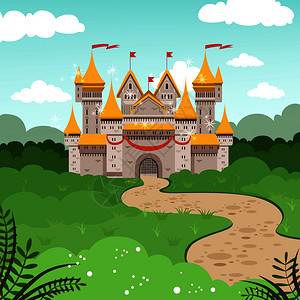 绿色的城堡童话城堡插画插画