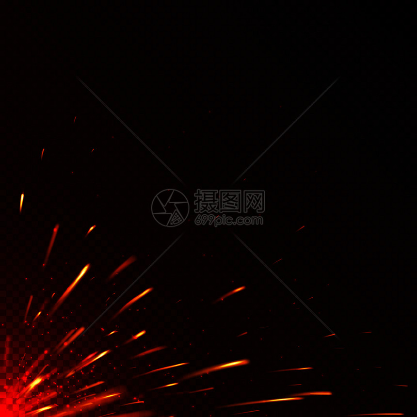 发亮的红色火花会点燃孤立的矢量背景亮的闪插图示例图片