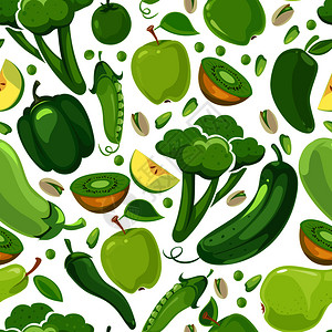 绿色蔬菜和水果矢量纹理背景图片