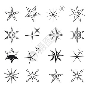 排名图标白色背景上不同形状的黑星矢量说明恒星图标白色的矢量黑星符号背景