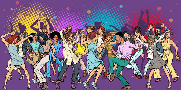波普风俱乐部跳舞年轻人的派对图片