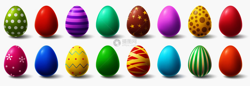 彩色东方鸡蛋假日装饰东方模式巧克力东方鸡蛋传统宗教庆祝鸡蛋装饰现实孤立的矢量示意设置假日鸡蛋装饰图片