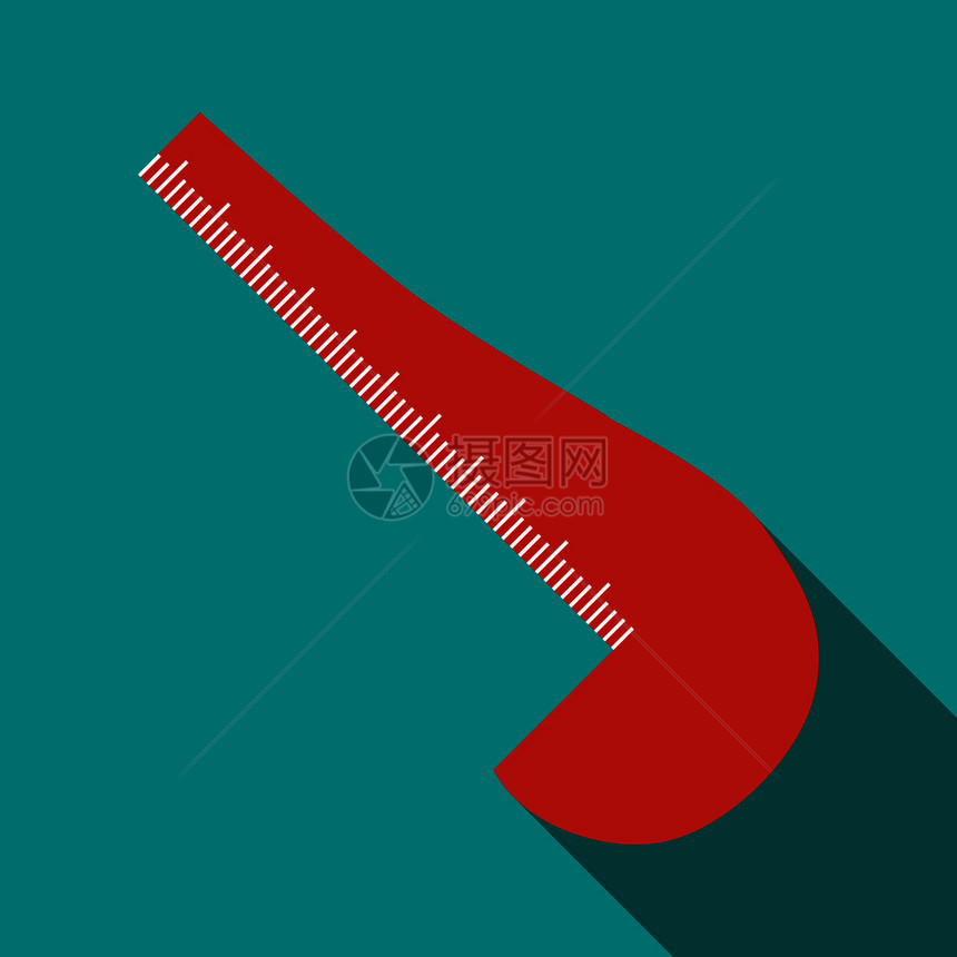 红裁缝标尺图在绿背景上以平板样式显示红裁缝标尺图平板样式图片